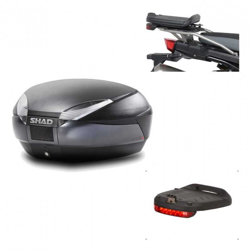 SHAD Baul trasero + herraje montaje luz de freno SH48 DARK GREY PREMIUM KIT-190443