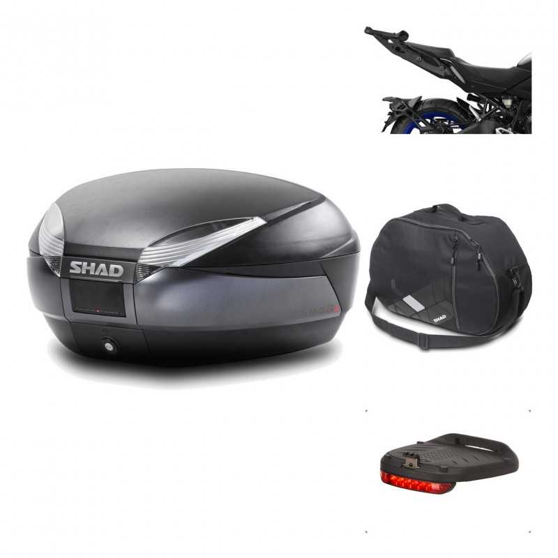 SHAD Baul trasero + herraje montaje accesorios SH48 DARK GREY PREMIUM KIT-190541