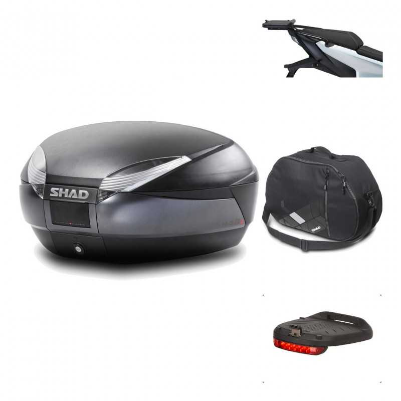 SHAD Baul trasero + herraje montaje accesorios SH48 DARK GREY PREMIUM KIT-190493