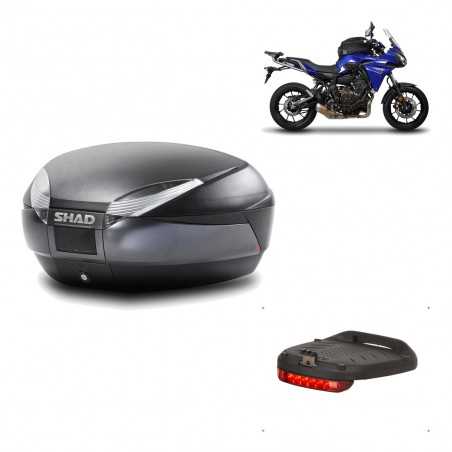 SHAD Baul trasero + herraje montaje luz de freno SH48 DARK GREY PREMIUM KIT-190243