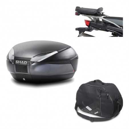 SHAD Baul trasero + herraje montaje bolsa interna SH48 DARK GREY PREMIUM KIT-190444