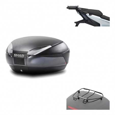 SHAD Baul trasero + herraje montaje parrilla portabultos superior SH48 DARK GREY PREMIUM KIT-190494