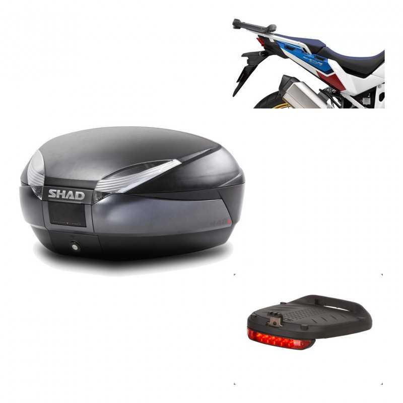 SHAD Baul trasero + herraje montaje luz de freno SH48 DARK GREY PREMIUM KIT-190595