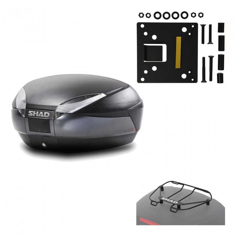 SHAD Baul trasero + herraje montaje parrilla portabultos superior SH48 DARK GREY PREMIUM KIT-190142