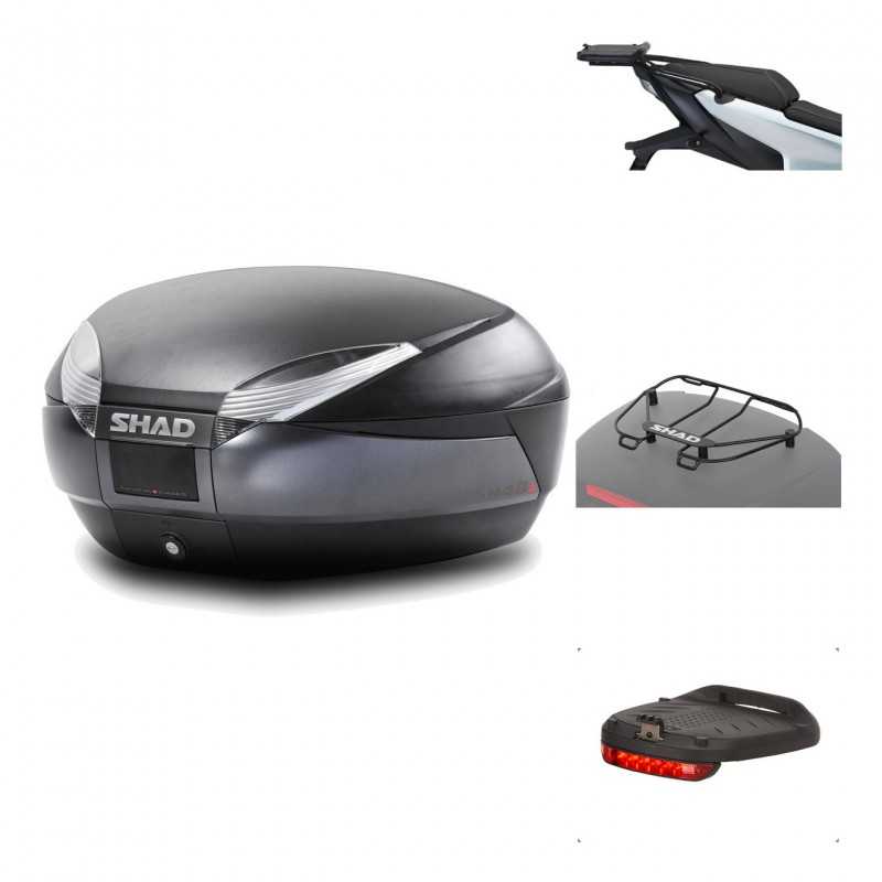 SHAD Baul trasero + herraje montaje accesorios SH48 DARK GREY PREMIUM KIT-190495
