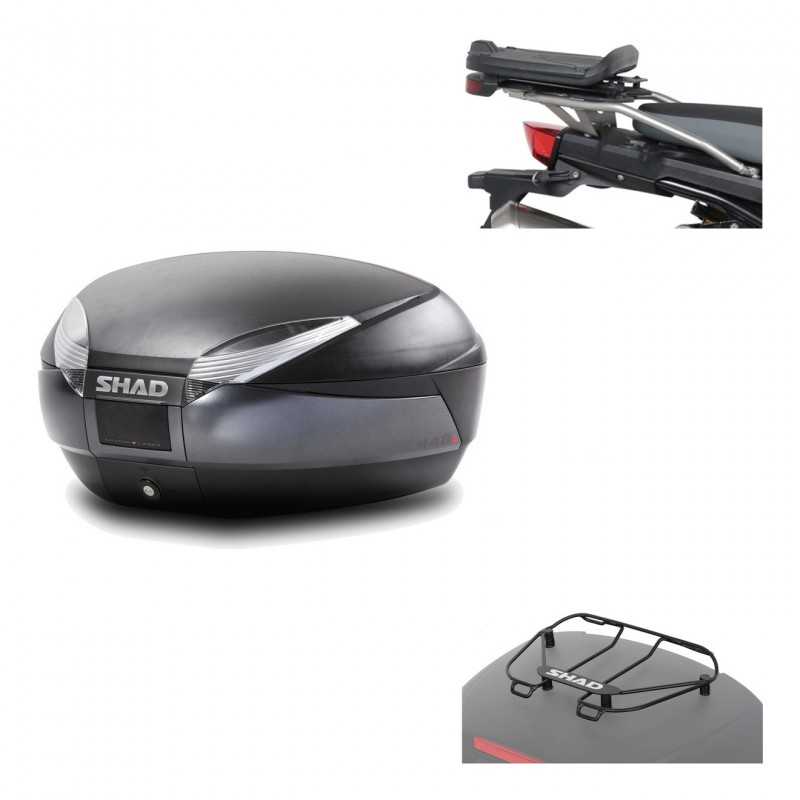 SHAD Baul trasero + herraje montaje parrilla portabultos superior SH48 DARK GREY PREMIUM KIT-190446