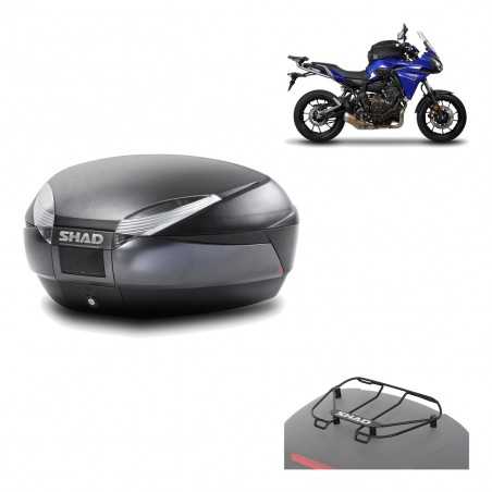 SHAD Baul trasero + herraje montaje parrilla portabultos superior SH48 DARK GREY PREMIUM KIT-190246