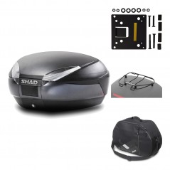 SHAD Baul trasero + herraje montaje accesorios SH48 DARK GREY PREMIUM KIT-190144