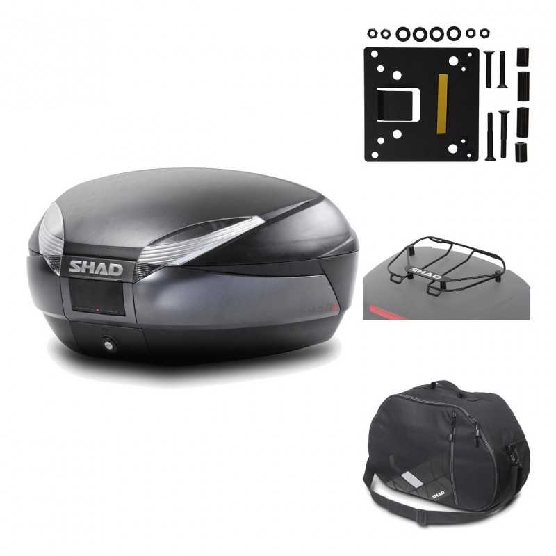 SHAD Baul trasero + herraje montaje accesorios SH48 DARK GREY PREMIUM KIT-190144