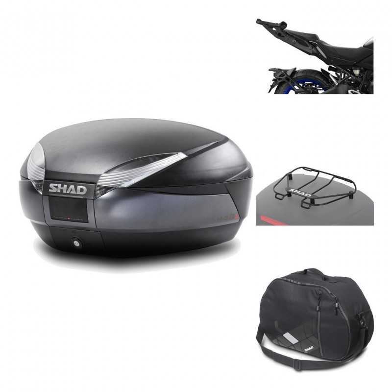 SHAD Baul trasero + herraje montaje accesorios SH48 DARK GREY PREMIUM KIT-190544