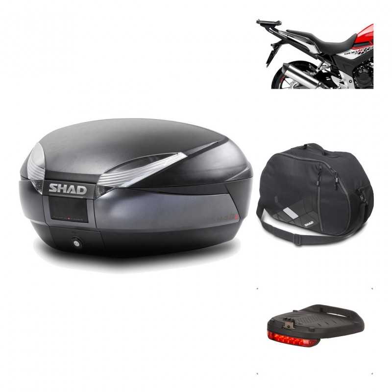 SHAD Baul trasero + herraje montaje accesorios SH48 DARK GREY PREMIUM KIT-190197