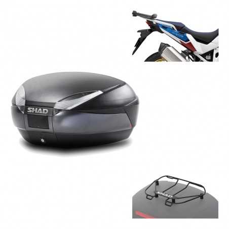 SHAD Baul trasero + herraje montaje parrilla portabultos superior SH48 DARK GREY PREMIUM KIT-190598