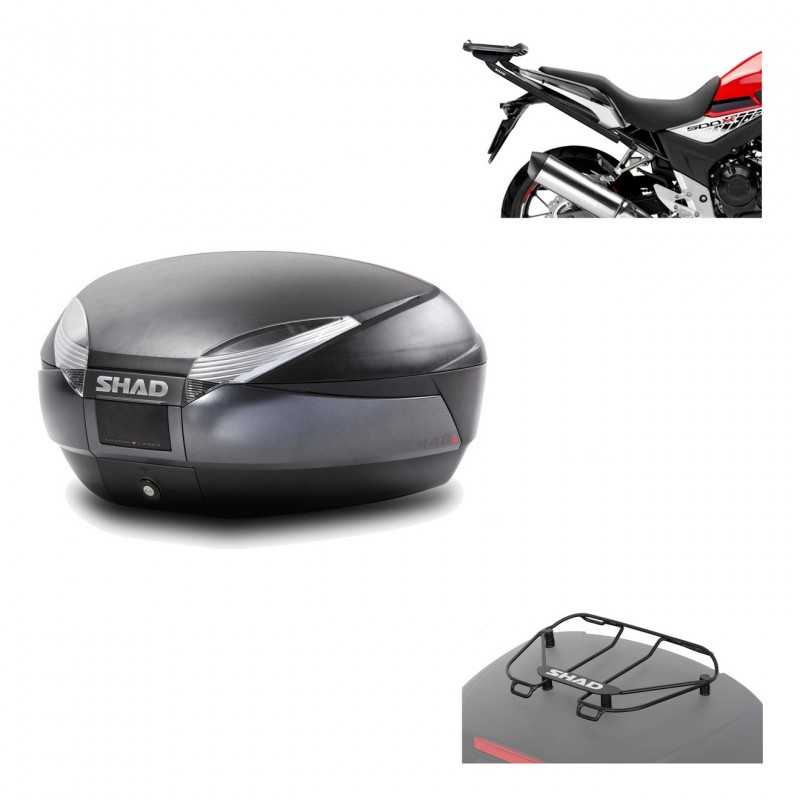 SHAD Baul trasero + herraje montaje parrilla portabultos superior SH48 DARK GREY PREMIUM KIT-190198