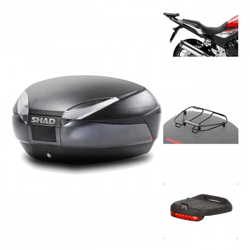 SHAD Baul trasero + herraje montaje accesorios SH48 DARK GREY PREMIUM KIT-190199