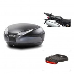 SHAD Baul trasero + herraje montaje luz de freno SH48 DARK GREY PREMIUM KIT-190499