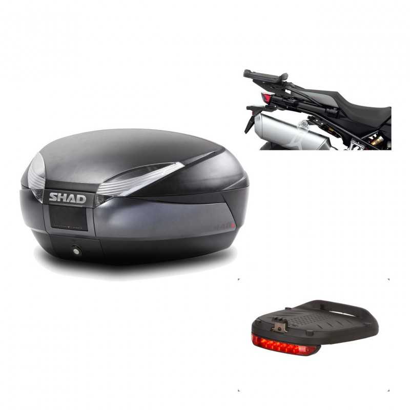 SHAD Baul trasero + herraje montaje luz de freno SH48 DARK GREY PREMIUM KIT-190499