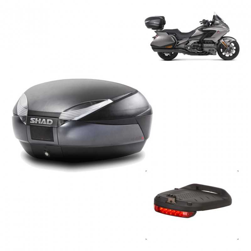 SHAD Baul trasero + herraje montaje luz de freno SH48 DARK GREY PREMIUM KIT-190403