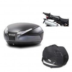 SHAD Baul trasero + herraje montaje bolsa interna SH48 DARK GREY PREMIUM KIT-190500