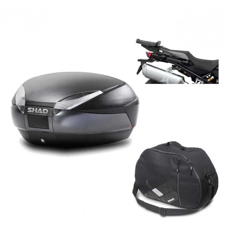 SHAD Baul trasero + herraje montaje bolsa interna SH48 DARK GREY PREMIUM KIT-190500