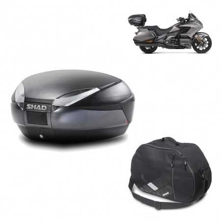 SHAD Baul trasero + herraje montaje bolsa interna SH48 DARK GREY PREMIUM KIT-190404