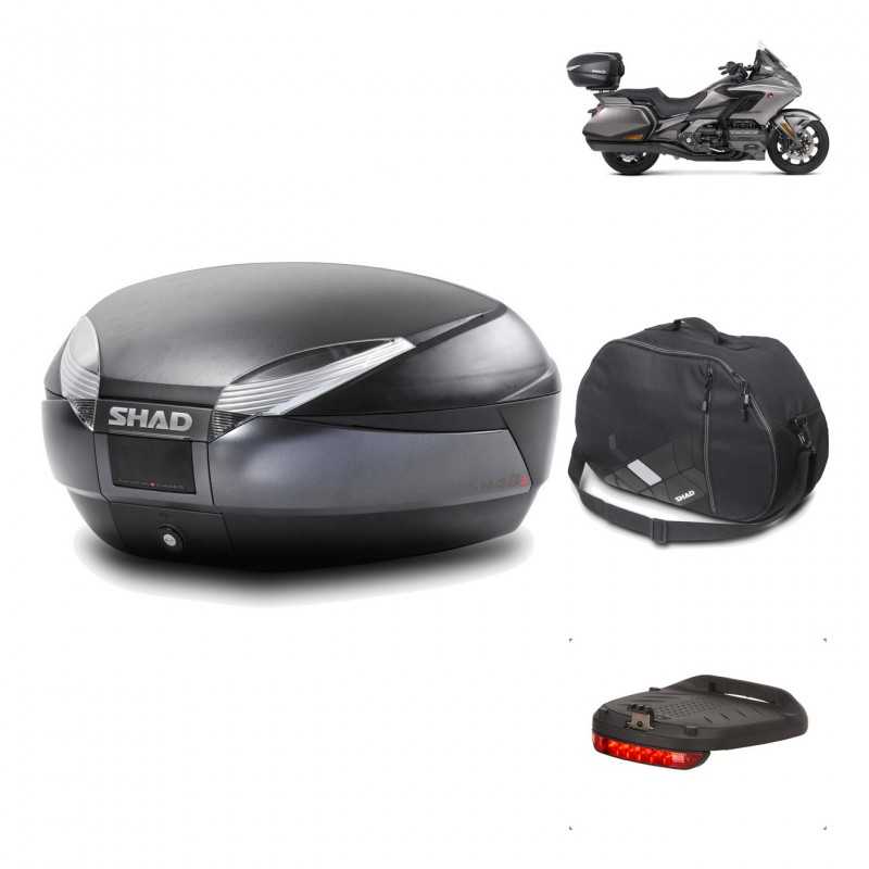 SHAD Baul trasero + herraje montaje accesorios SH48 DARK GREY PREMIUM KIT-190405