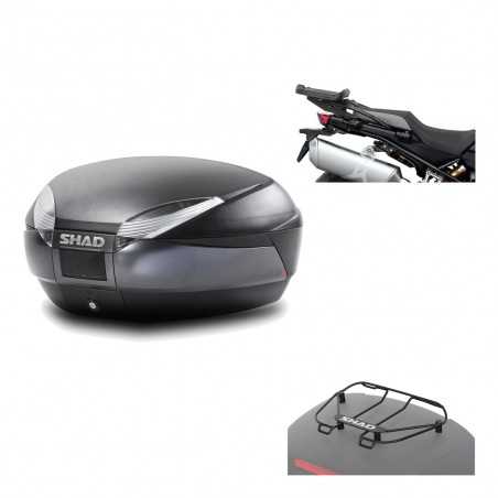 SHAD Baul trasero + herraje montaje parrilla portabultos superior SH48 DARK GREY PREMIUM KIT-190502