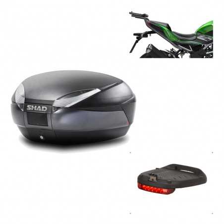 SHAD Baul trasero + herraje montaje luz de freno SH48 DARK GREY PREMIUM KIT-190603