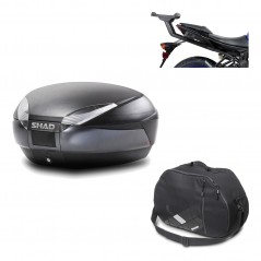 SHAD Baul trasero + herraje montaje bolsa interna SH48 DARK GREY PREMIUM KIT-190452