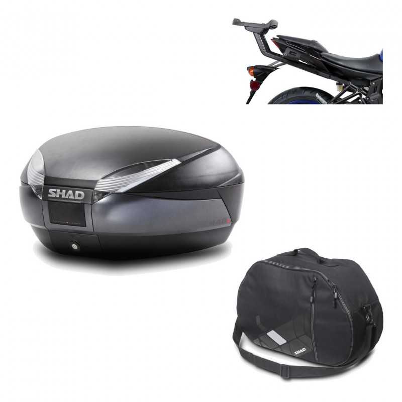 SHAD Baul trasero + herraje montaje bolsa interna SH48 DARK GREY PREMIUM KIT-190452
