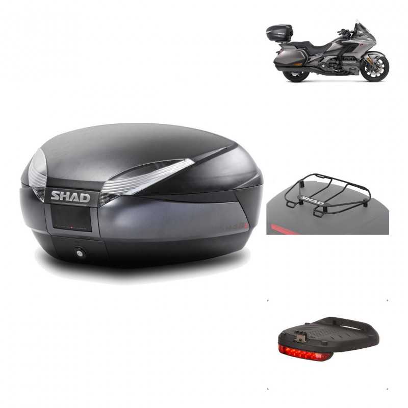 SHAD Baul trasero + herraje montaje accesorios SH48 DARK GREY PREMIUM KIT-190407