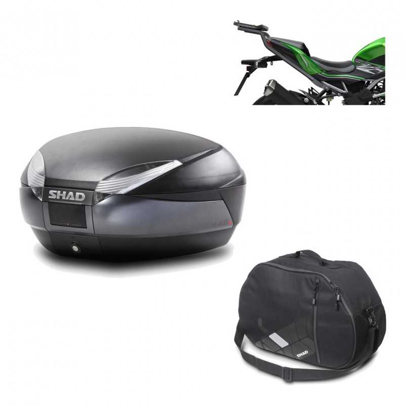 SHAD Baul trasero + herraje montaje bolsa interna SH48 DARK GREY PREMIUM KIT-190604
