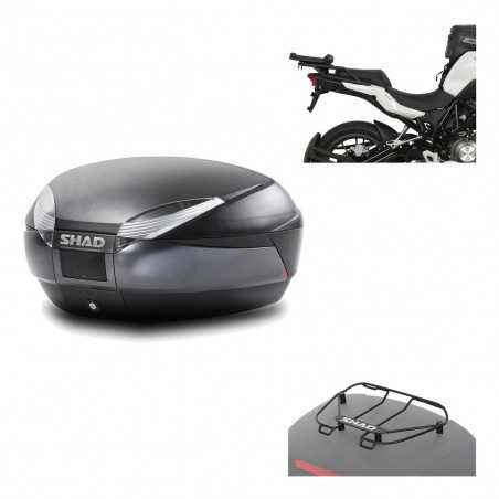 SHAD Baul trasero + herraje montaje parrilla portabultos superior SH48 DARK GREY PREMIUM KIT-190254