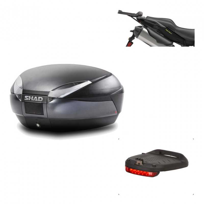 SHAD Baul trasero + herraje montaje luz de freno SH48 DARK GREY PREMIUM KIT-190355