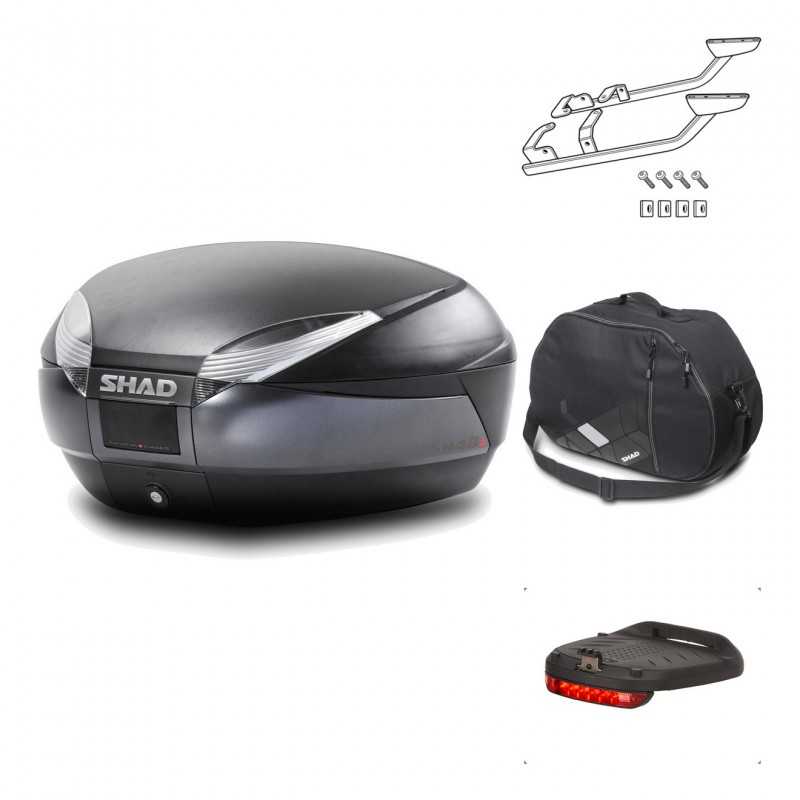 SHAD Baul trasero + herraje montaje accesorios SH48 DARK GREY PREMIUM KIT-190205