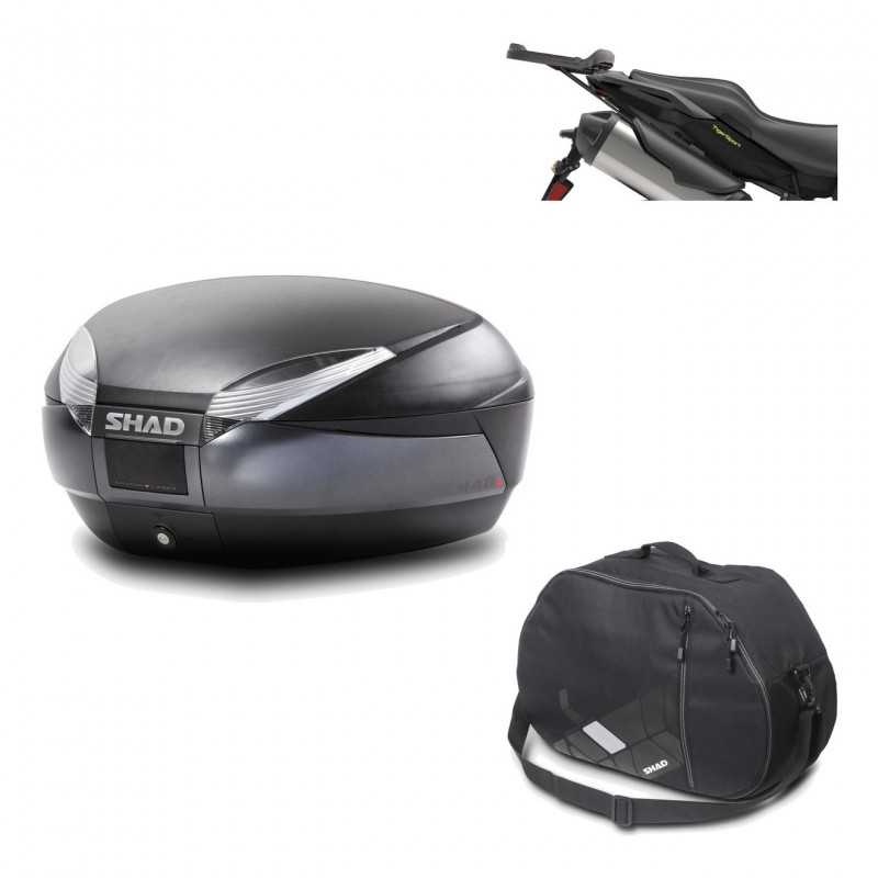 SHAD Baul trasero + herraje montaje bolsa interna SH48 DARK GREY PREMIUM KIT-190356