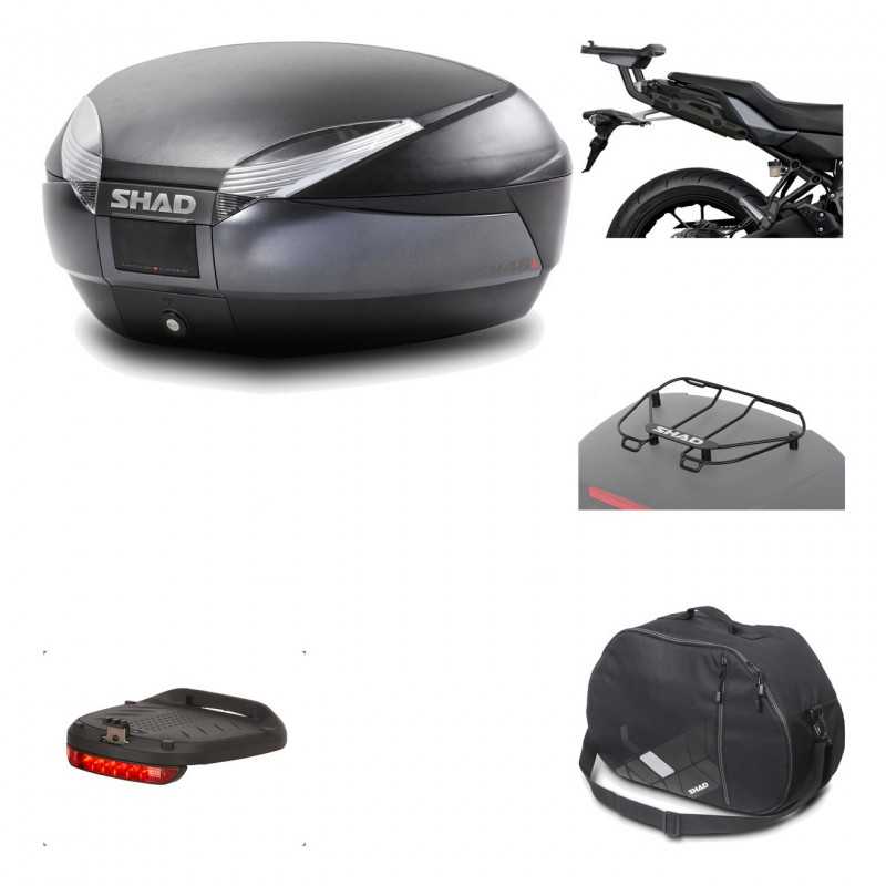 SHAD Baul trasero + herraje montaje accesorios SH48 DARK GREY PREMIUM KIT-190553