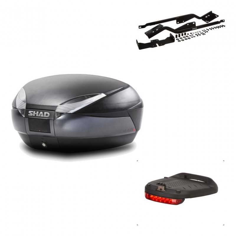 SHAD Baul trasero + herraje montaje luz de freno SH48 DARK GREY PREMIUM KIT-190307
