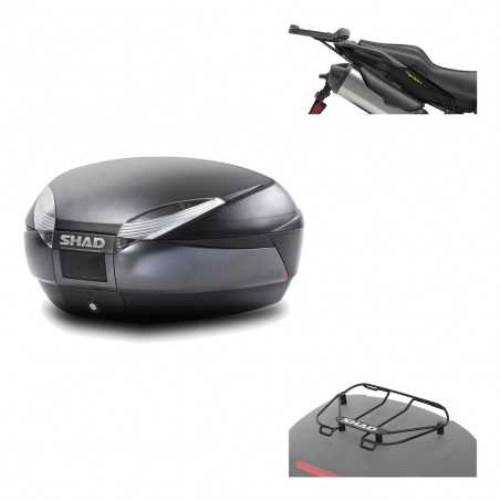 SHAD Baul trasero + herraje montaje parrilla portabultos superior SH48 DARK GREY PREMIUM KIT-190358