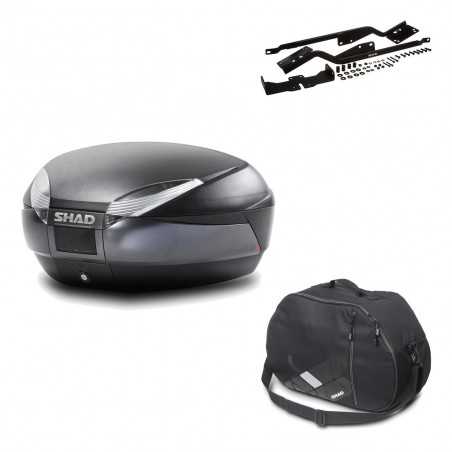 SHAD Baul trasero + herraje montaje bolsa interna SH48 DARK GREY PREMIUM KIT-190308
