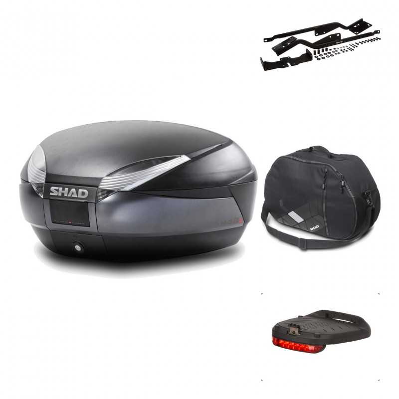 SHAD Baul trasero + herraje montaje accesorios SH48 DARK GREY PREMIUM KIT-190309
