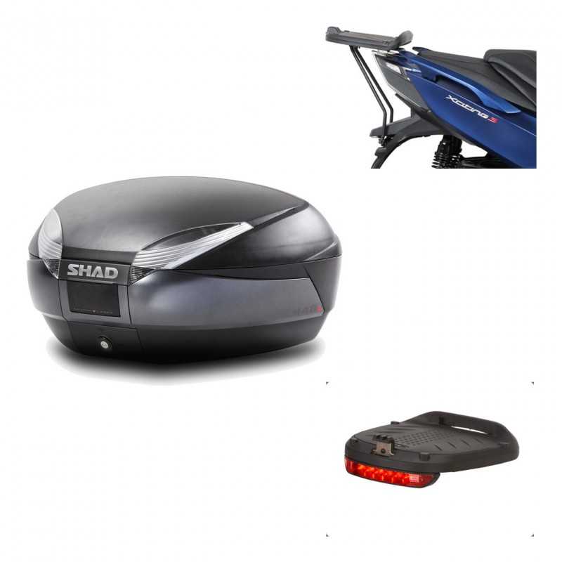 SHAD Baul trasero + herraje montaje luz de freno SH48 DARK GREY PREMIUM KIT-190411