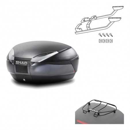 SHAD Baul trasero + herraje montaje parrilla portabultos superior SH48 DARK GREY PREMIUM KIT-190206