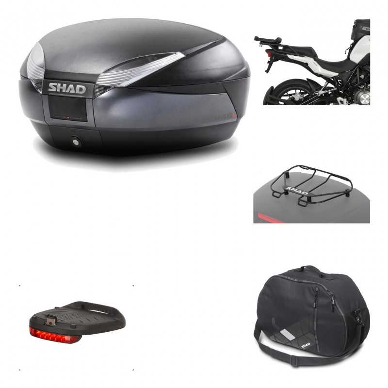 SHAD Baul trasero + herraje montaje accesorios SH48 DARK GREY PREMIUM KIT-190257
