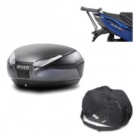 SHAD Baul trasero + herraje montaje bolsa interna SH48 DARK GREY PREMIUM KIT-190412