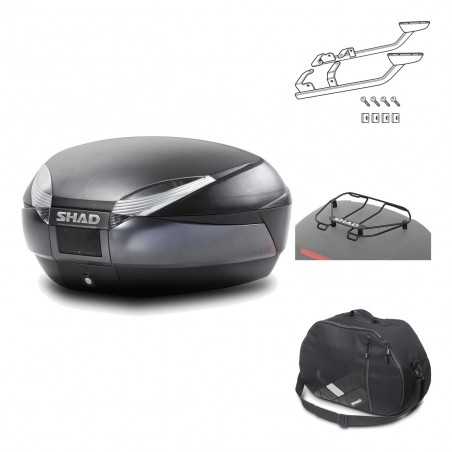 SHAD Baul trasero + herraje montaje accesorios SH48 DARK GREY PREMIUM KIT-190208