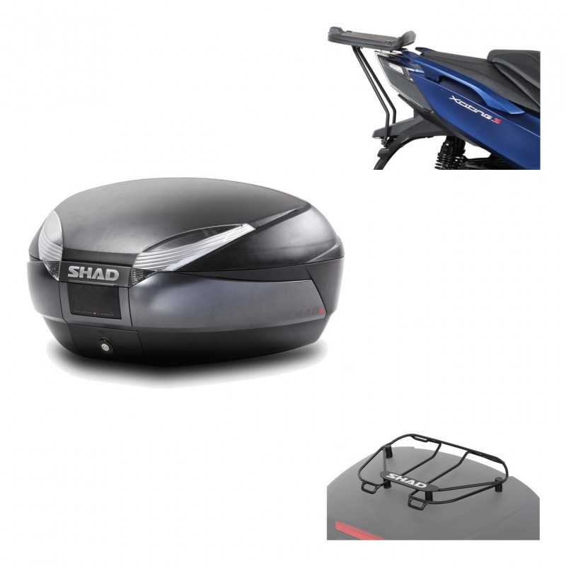 SHAD Baul trasero + herraje montaje parrilla portabultos superior SH48 DARK GREY PREMIUM KIT-190414