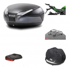 SHAD Baul trasero + herraje montaje accesorios SH48 DARK GREY PREMIUM KIT-190609