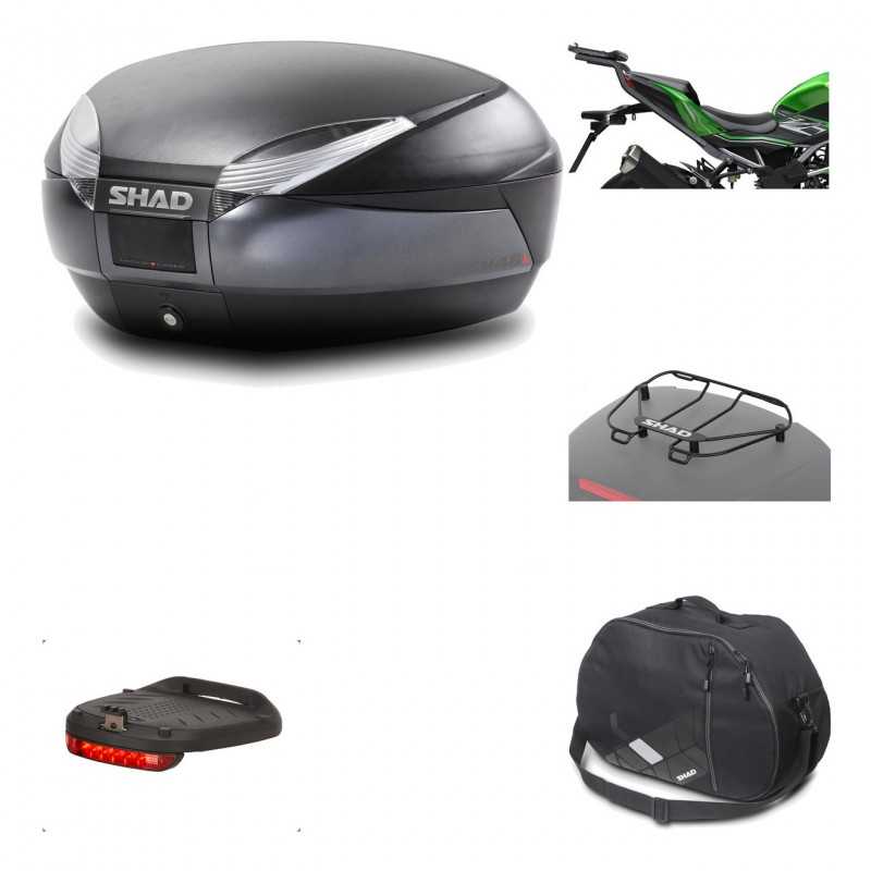 SHAD Baul trasero + herraje montaje accesorios SH48 DARK GREY PREMIUM KIT-190609