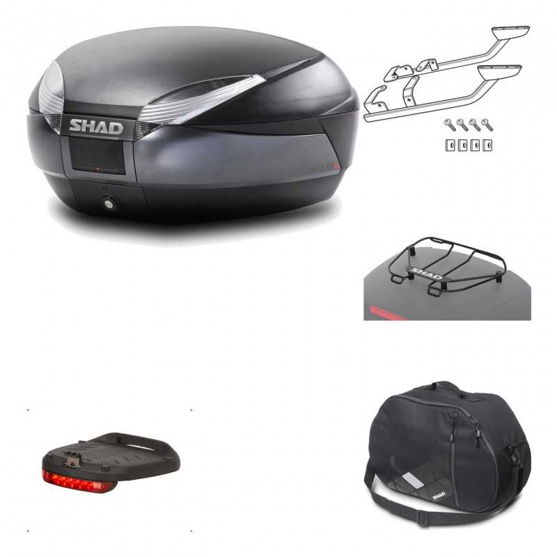 SHAD Baul trasero + herraje montaje accesorios SH48 DARK GREY PREMIUM KIT-190209