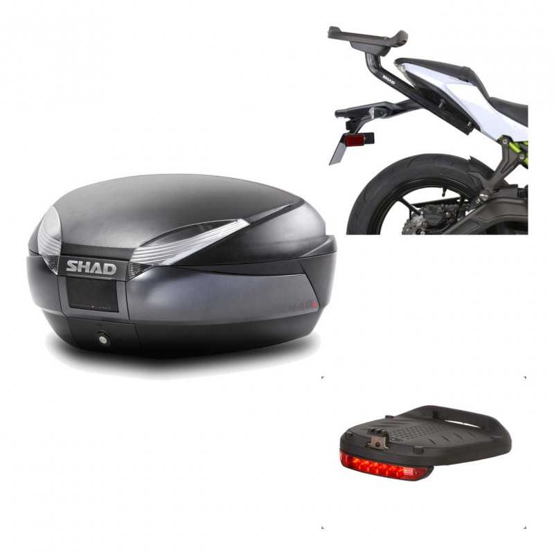SHAD Baul trasero + herraje montaje luz de freno SH48 DARK GREY PREMIUM KIT-190259